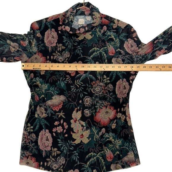 REBECCA TAYLOR La Vie Faded Garden Mesh Top in Dark Navy Combo Large - Picture 7 of 9